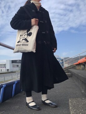 「VINTAGE（ヴィンテージ）のアイテム（バレエシューズ）」を使った、ふみこさん（レディース・157cm）の冬コーディネート