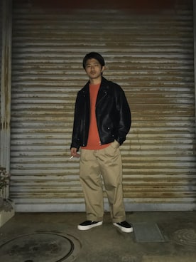 「アイテム（スリッポン）」を使った、TAIRA GOUさん（メンズ・160cm・20代）の春コーディネート