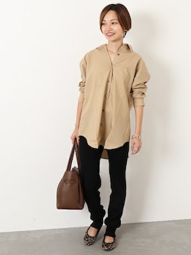 「journal standard L'essage（ジャーナルスタンダードレサージュ）のタイプライター2WAYシャツ（シャツ/ブラウス、ベージュ系）」を使った、nakamuraさん（レディース・158cm）の夏コーディネート