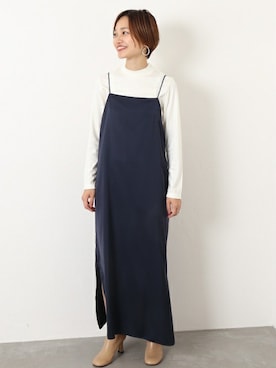 「journal standard L'essage（ジャーナルスタンダードレサージュ）のサテンキャミワンピース◆（ワンピース、ブルー系）」を使った、nakamuraさん（レディース・158cm）の夏コーディネート
