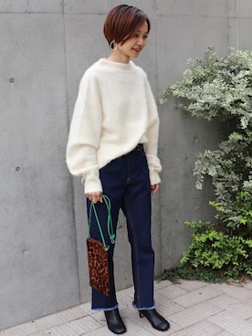 「journal standard L'essage（ジャーナルスタンダードレサージュ）のボルトネックプルオーバー◆（ニット/セーター、ホワイト系）」を使った、nakamuraさん（レディース・158cm）の秋コーディネート
