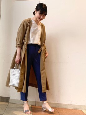 「green label relaxing（グリーンレーベルリラクシング）のアイテム（その他アウター）」を使った、大山 栞さん（レディース・164cm）の春コーディネート