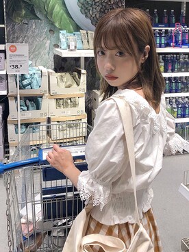 「RUBY AND YOU（ルビーアンドユー）のアイテム（衬衫、ホワイト系）」を使った、audrey babyさん（レディース）の春コーディネート