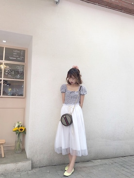 「Verybrain（ベリーブレイン）のアイテム（其他上衣、ブルー系）」を使った、audrey babyさん（レディース）の夏コーディネート