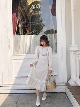 「Katie（ケイティ）のアイテム（连衣裙、パープル系）」を使った、audrey babyさん（レディース）の秋コーディネート