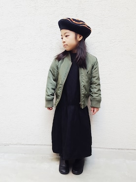 「handmade」｜「アイテム（MA-1）」を使った、itohiさん（キッズ・90cm）の秋コーディネート