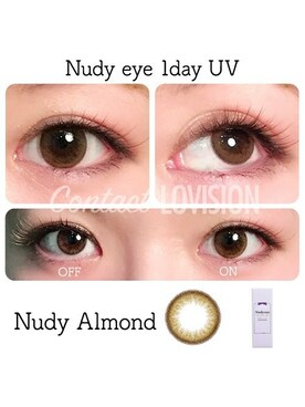 スタッフAさんの「Nudy eye 1day UV ヌーディーアーモンド 10枚入り［ 1day(ワンデー) / 度あり・度なし / DIA14.2mm / ラブリ / ヌーディーアイ / カラコン / コンタクトレンズ ］」を使ったコーディネート