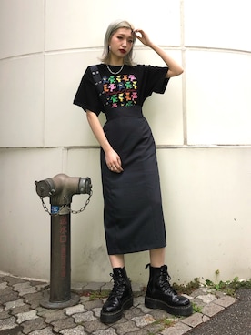 「ワンショルダースカート」｜DAIAさん（レディース・165cm）の夏コーディネート