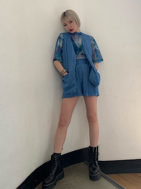 「タイダイ」｜「アイテム（ジャケット/アウター）」を使った、DAIAさん（レディース・166cm）の春コーディネート