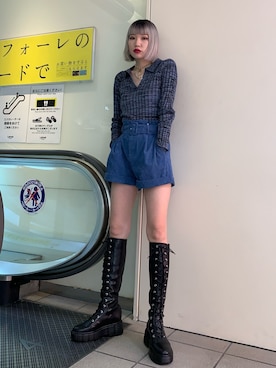 「スキッパーニット」｜「アイテム（ブーツ）」を使った、DAIAさん（レディース・166cm）の冬コーディネート