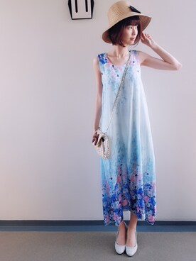 「BEAMS（ビームス）のアイテム（かごバッグ）」を使った、sachikoさん（レディース・168cm）の夏コーディネート