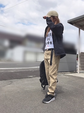 「AZUL（アズール）のアイテム（キャップ）」を使った、みっしぃさん（レディース・149cm）の春コーディネート