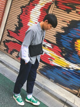 「Pyrenex（ピレネックス）のアイテム（バッグ）」を使った、やたる。さん（メンズ・170cm）の秋コーディネート