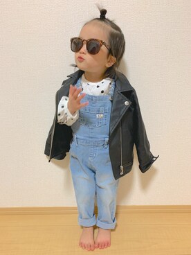 「おんなのこコーデ」｜「アイテム（ライダースジャケット）」を使った、yuautaさん（キッズ・100cm）の春コーディネート