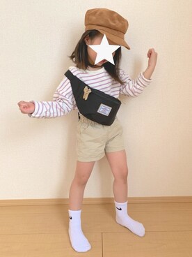 「アイテム（キャスケット）」を使った、yuautaさん（キッズ・100cm）の春コーディネート
