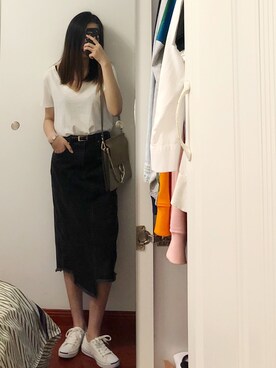 「rag & bone（ラグアンドボーン）のアイテム（スカート）」を使った、VIVIDWONGさん（レディース・174cm）の春コーディネート