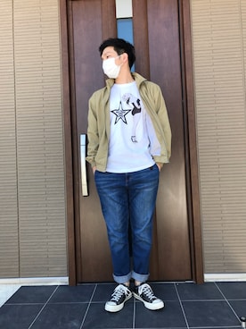 「Champion（チャンピオン）のアイテム（ナイロンジャケット）」を使った、kousoさん（メンズ・176cm）の春コーディネート