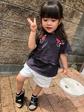 「apres les cours（アプレレクール）のアイテム（チュニック）」を使った、‎⋆KOHA‎⋆さん（キッズ・90cm）の夏コーディネート