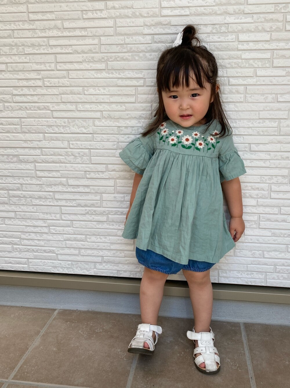 「MARKEY'Sのアイテム（ワンピース、グリーン系）」を使った、‎⋆KOHA‎⋆さん（キッズ・100cm）の夏コーディネートの1枚目の写真