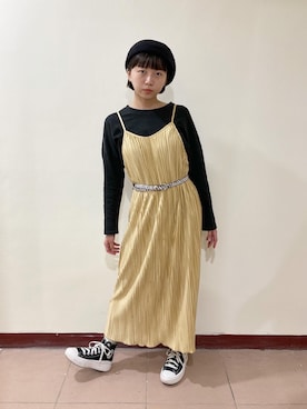 「yellow」｜「アイテム（ワンピース/ドレス）」を使った、巧巧さん（レディース・155cm）の秋コーディネート