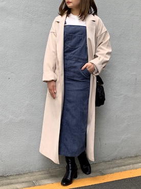 「ブルーコーデ」｜「アイテム（ジャンパースカート）」を使った、Yui_Jさん（レディース・156cm）の秋コーディネート