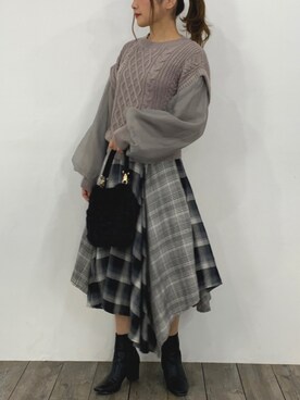 「オーガンジー」｜「アイテム（ブーツ）」を使った、Yui_Jさん（レディース・156cm）の秋コーディネート