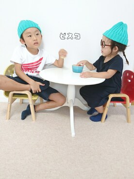 「SM2（エスエムツー）のアイテム（帽子）」を使った、ピスコ☆兄妹さん（キッズ・80cm）の夏コーディネート
