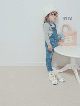 「オールスター」｜「アイテム（サロペット/オーバーオール）」を使った、ピスコ☆兄妹さん（キッズ・90cm）の冬コーディネート