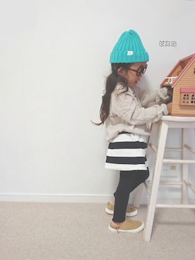 「LAGOM（LAGOM）のアイテム（帽子）」を使った、ピスコ☆兄妹さん（キッズ・90cm）の秋コーディネート