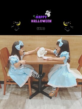 「🎃のアイテム（その他、ブルー系）」を使った、ピスコ☆兄妹さん（キッズ・100cm）の秋コーディネート