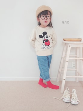 「じーーっのアイテム（その他、ベージュ系）」を使った、ピスコ☆兄妹さん（キッズ・100cm）の冬コーディネート