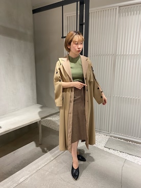 「ピスタチオ」｜「アイテム（トレンチコート）」を使った、Haruka Kimura 🕊さん（レディース・155cm）の春コーディネート