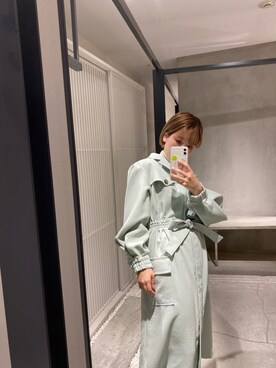 「ピスタチオ」｜「アイテム（トレンチコート）」を使った、Haruka Kimura 🕊さん（レディース・155cm）の春コーディネート