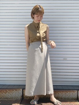 「PUBLIC TOKYO（パブリックトウキョウ）のアイテム（シャツ/ブラウス、ベージュ系）」を使った、Haruka Kimura 🕊さん（レディース・155cm）の夏コーディネート
