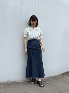 「UNITED TOKYO（ユナイテッドトウキョウ）のダブルラッフルブラウス（シャツ/ブラウス、ホワイト系）」を使った、Haruka Kimura 🕊さん（レディース・155cm）の夏コーディネート