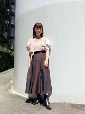 Haruka Kimura 🕊さんの「ハーフタイショート  ボリューム袖 ブラウス」を使ったコーディネート
