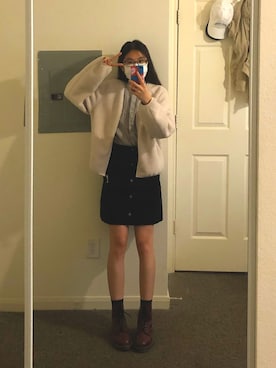 「大学生コーデ」｜「アイテム（その他アウター）」を使った、JangseR_Lさん（レディース・163cm）の冬コーディネート