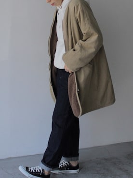 「VitaFelice（ヴィータフェリーチェ）のアイテム（その他アウター）」を使った、**JUN**さん（レディース・165cm）の秋コーディネート