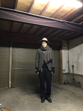 「きれいめスタイル」｜「アイテム（ブルゾン）」を使った、INDVEさん（メンズ・188cm）の冬コーディネート
