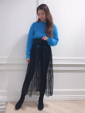 「アイテム（アクセサリー、パープル系）」を使った、chieさん（レディース・160cm）の秋コーディネート