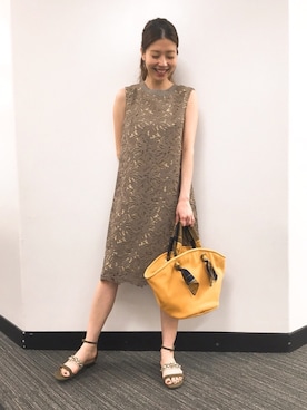 「アイテム（トートバッグ、オレンジ系）」を使った、chieさん（レディース・160cm）の夏コーディネート