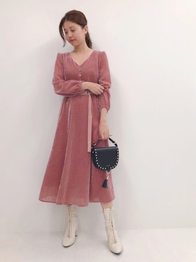 「アイテム（ワンピース、ピンク系）」を使った、chieさん（レディース・160cm）の夏コーディネート