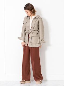 「アイテム（ミリタリージャケット）」を使った、chieさん（レディース・160cm）の冬コーディネート