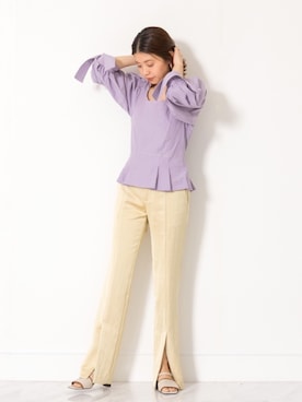 「アイテム（パンツ、イエロー系）」を使った、chieさん（レディース・160cm）の春コーディネート