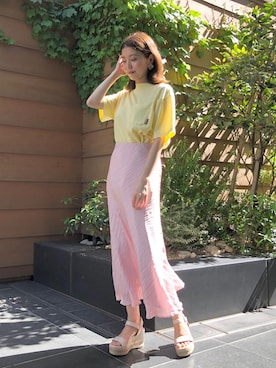 「JILL STUART（ジルスチュアート）のアイテム（Tシャツ/カットソー）」を使った、chieさん（レディース・160cm）の春コーディネート