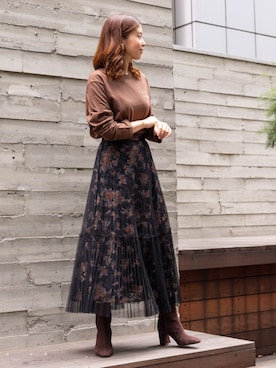 「JILL STUART（ジルスチュアート）のアイテム（Tシャツ/カットソー）」を使った、chieさん（レディース・160cm）の秋コーディネート