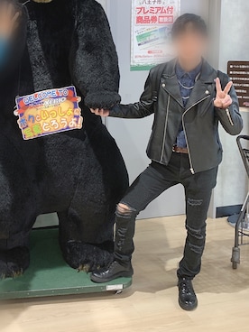 「WEGO（ウィゴー）のアイテム（ライダースジャケット）」を使った、料理長さん（メンズ・167cm）の冬コーディネート