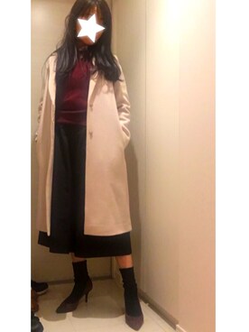 「Steven Alan（スティーブンアラン）のアイテム（チェスターコート）」を使った、Marukome85さん（レディース・163cm）の冬コーディネート