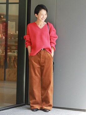 「ボリュームニット」｜Makkieさん（レディース・158cm）の秋コーディネート