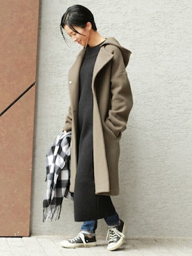 「TWEED MILL（ツイードミル）のアイテム」を使った、Makkieさん（レディース・158cm）の秋コーディネート